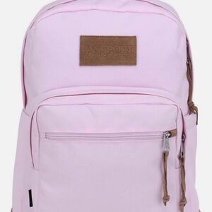 JanSport Right Pack Premium Backpack - Pink Ice RARE Suede Patch/Bottom